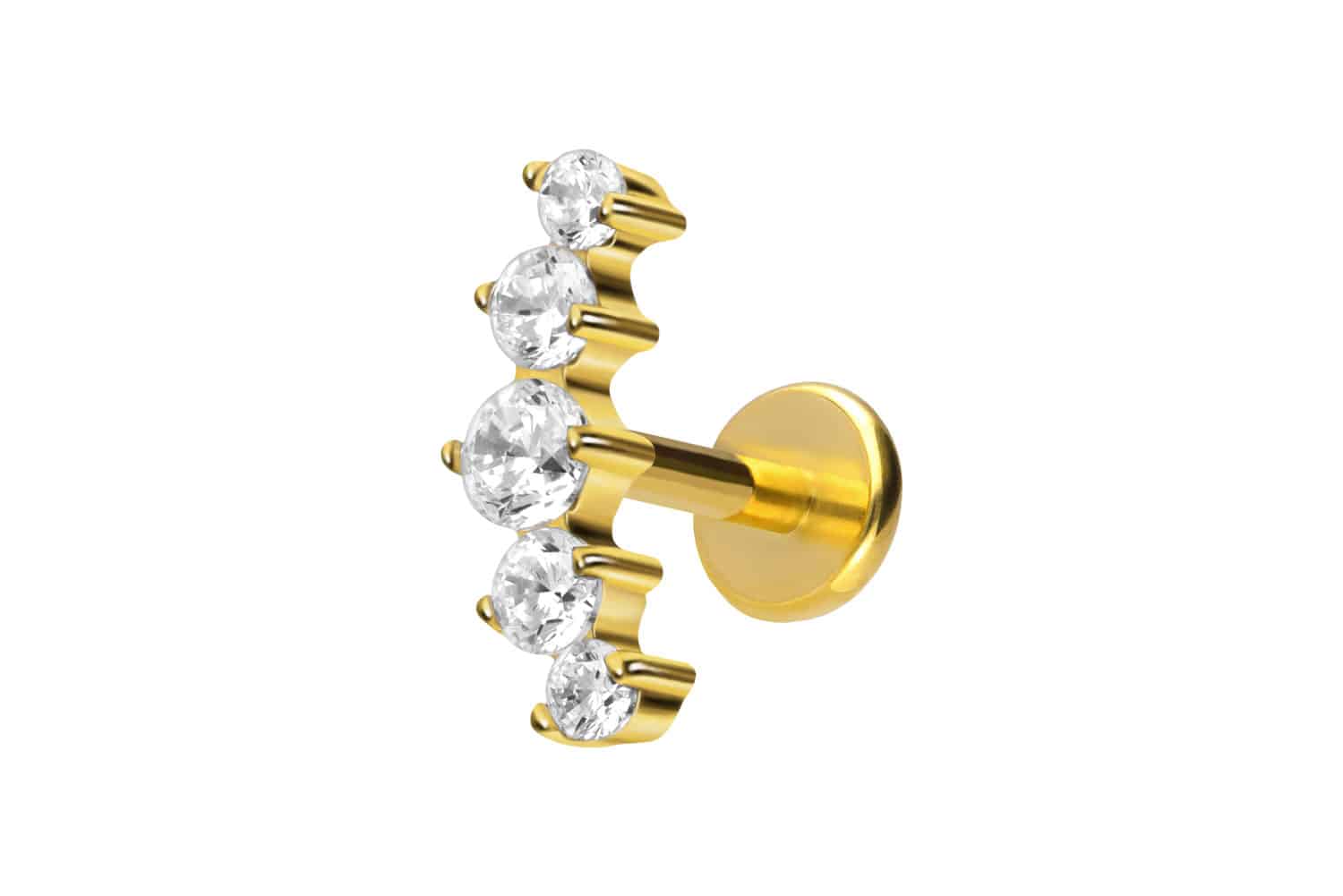 Titan Labret Piercing mit Push Fit 5 EINGEFASSTE KRISTALLE